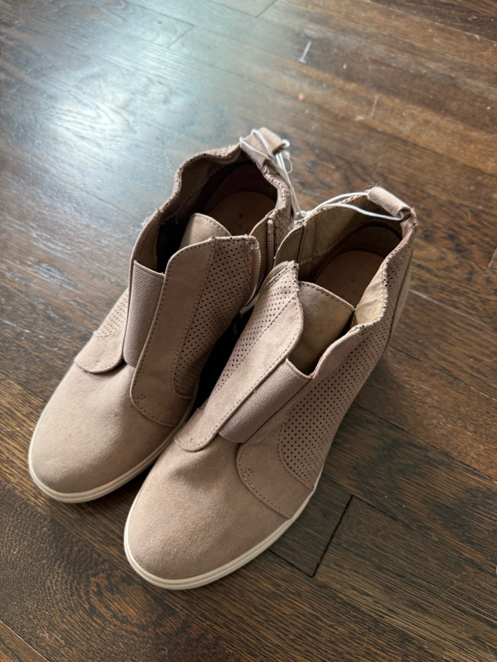 a new day Taupe Slip-On Perforated Wedge Sneakers